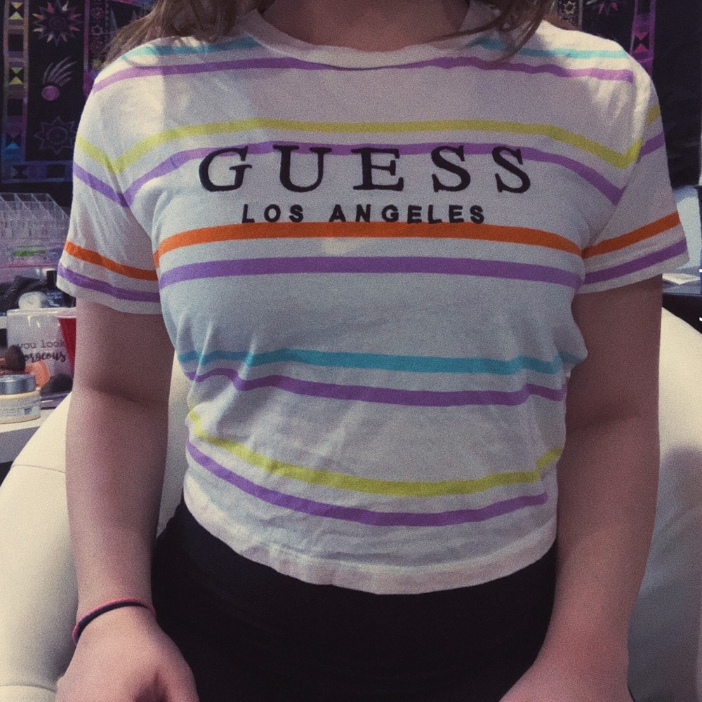 GUESS Striped Crop Top